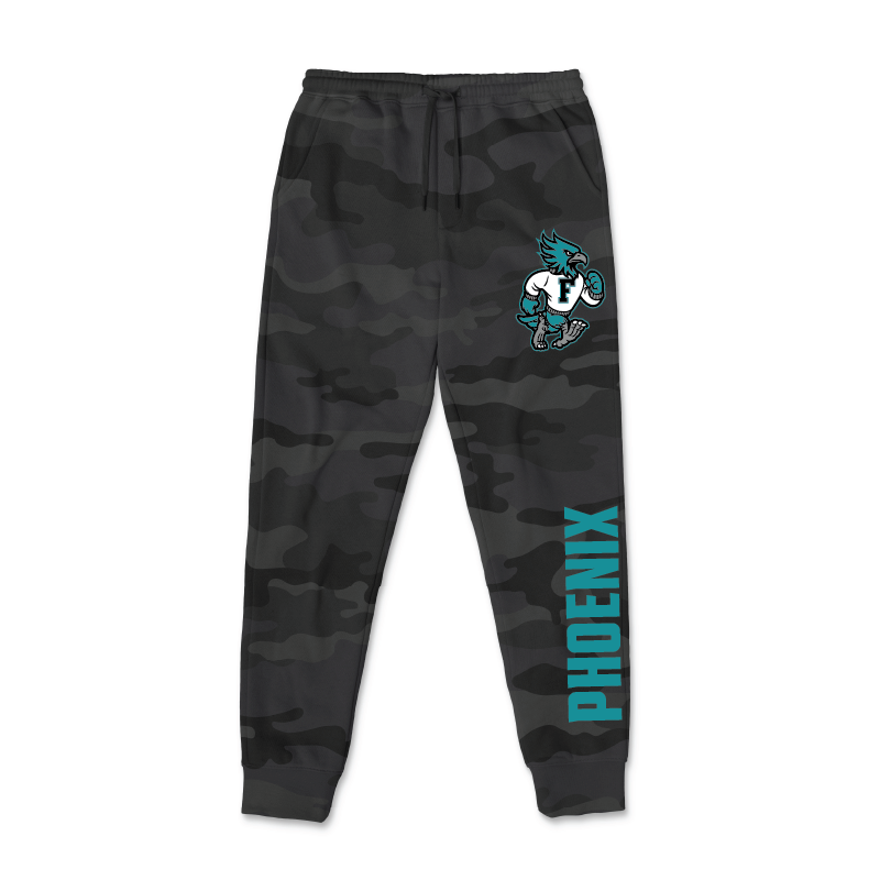 Mens Black Camo Midweight Fleece Joggers