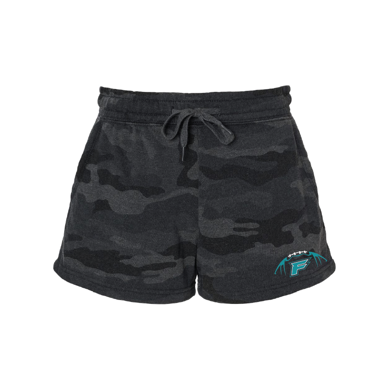 Womens Black Camo Midweight Fleece Shorts