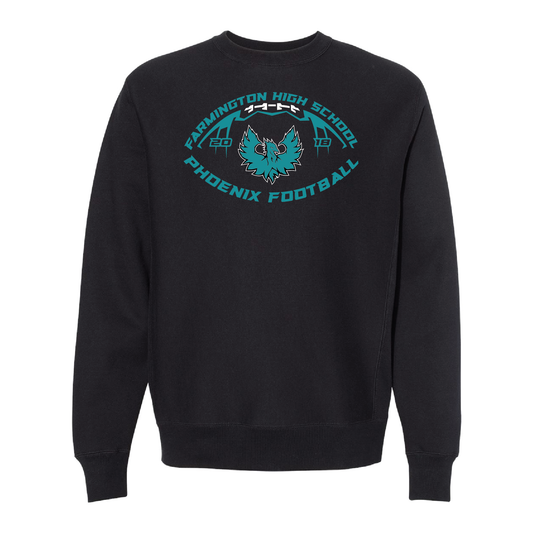 Farmington High School Phoenix Football W/Teal Phoenix - Adult Crewneck Sweatshirt