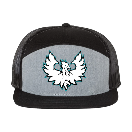 White Phoenix Logo - 7 Panel Trucker