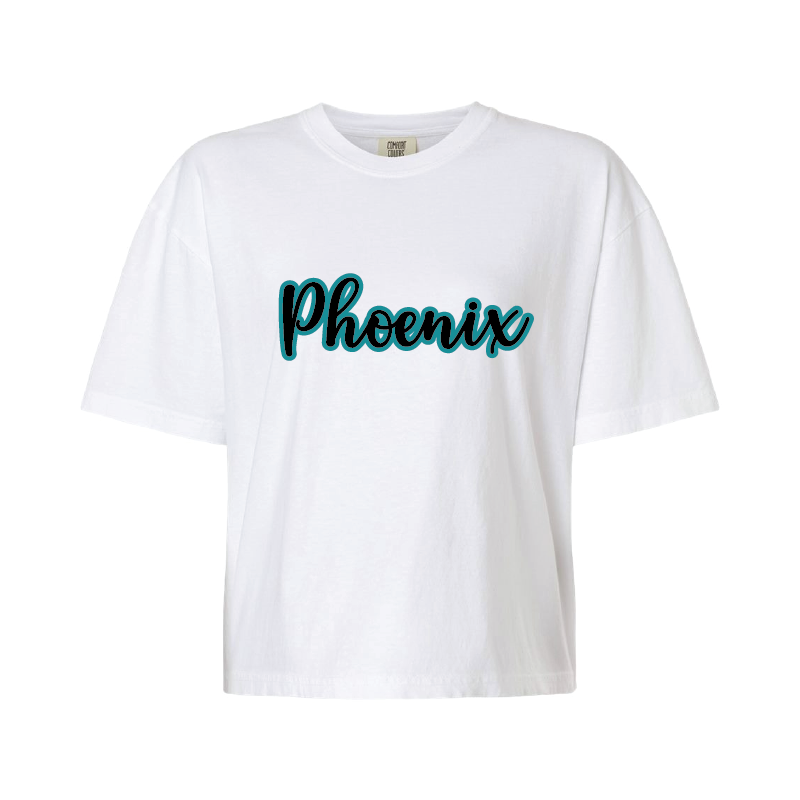 Phoenix Script - Womens Heavy Weight Boxy T-shirt