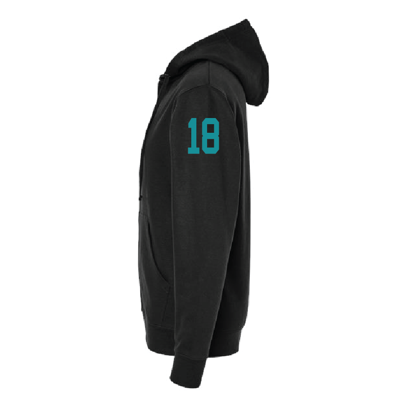 Mens Black Full-Zip Hooded Sweatshirt