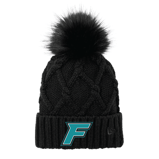 F Logo - Faux Fur Pom Beanie