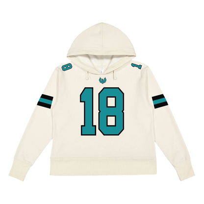Varsity Fan Jersey Hoodie - Womens Vintage Wash Hoodie Sweatshirt