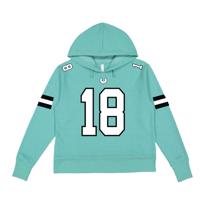 Varsity Fan Jersey Hoodie - Womens Vintage Wash Hoodie Sweatshirt