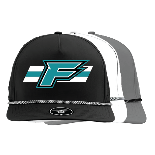 F Logo w/Stripe - 5 Panel Perforated Snapback w/ Rope