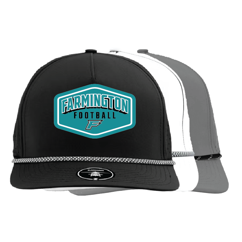Farmington Football Drop Shadow Patch - 5 Panel Perforated Snapback w/ Rope