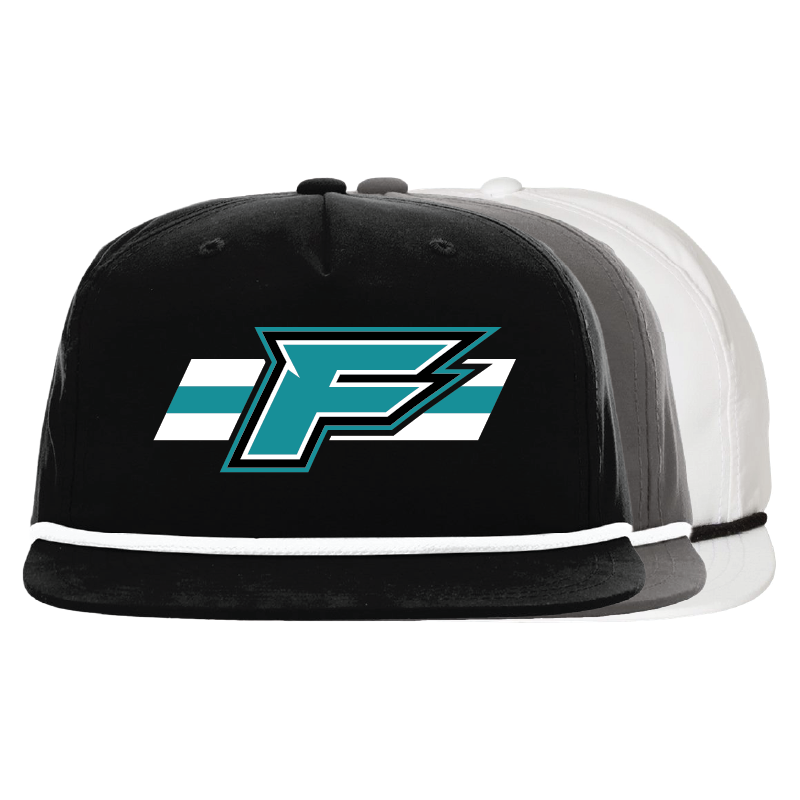 F Logo w/Stripe -  5 Panel High Profile Relaxed Cotton Blend Rope Hat