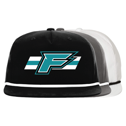 F Logo w/Stripe -  5 Panel High Profile Relaxed Cotton Blend Rope Hat