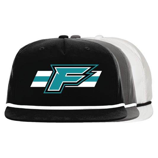 F Logo w/Stripe -  5 Panel High Profile Relaxed Cotton Blend Rope Hat
