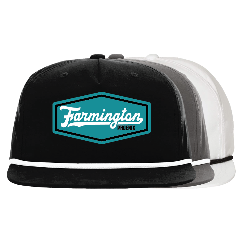 Farmington Script Patch -  5 Panel High Profile Relaxed Cotton Blend Rope Hat