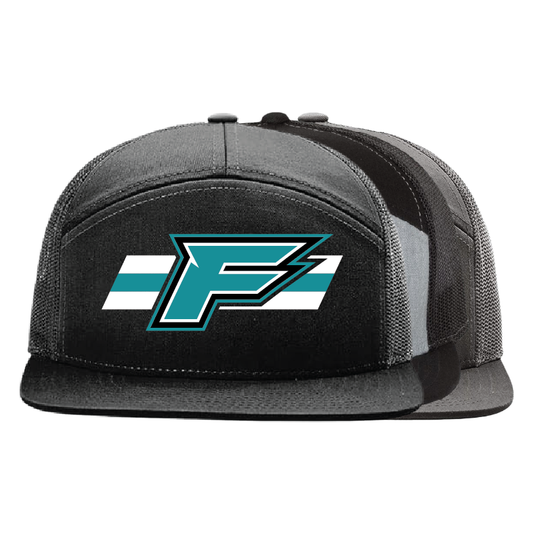 F Logo w/Stripe - 7 Panel Trucker