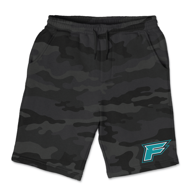 Mens Black Camo Midweight Fleece Shorts