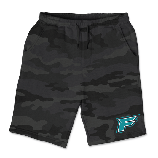 Mens Black Camo Midweight Fleece Shorts