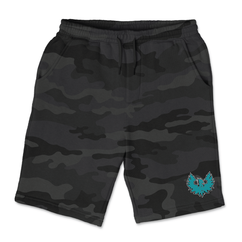 Mens Black Camo Midweight Fleece Shorts