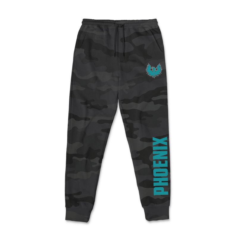 Mens Black Camo Midweight Fleece Joggers