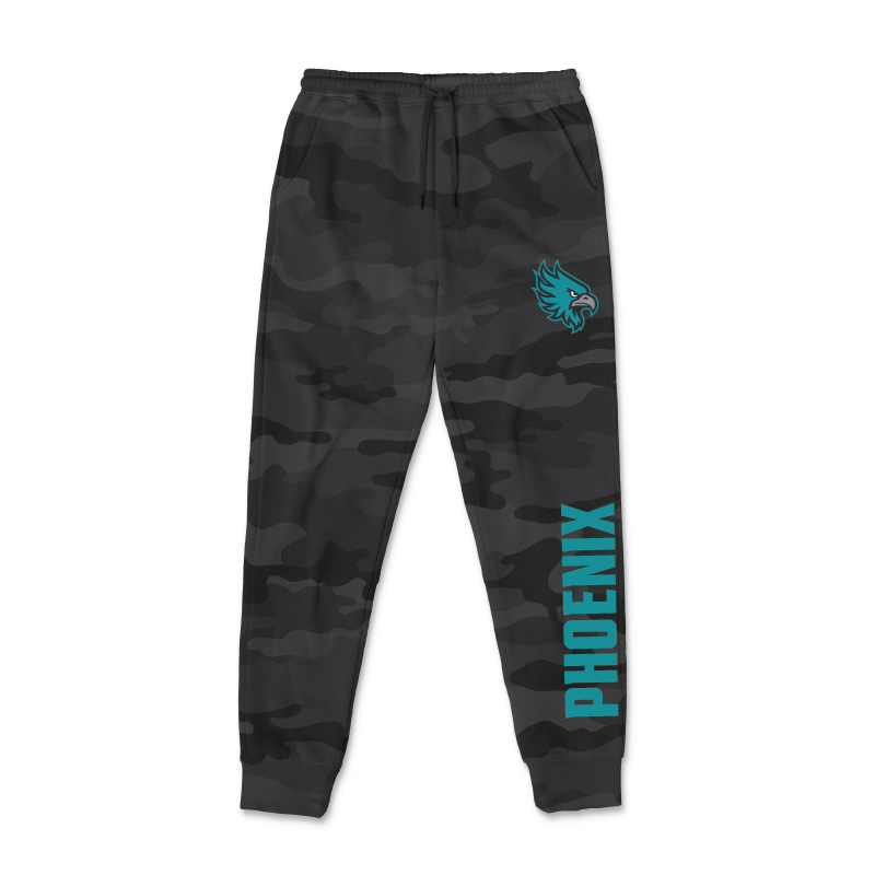 Mens Black Camo Midweight Fleece Joggers