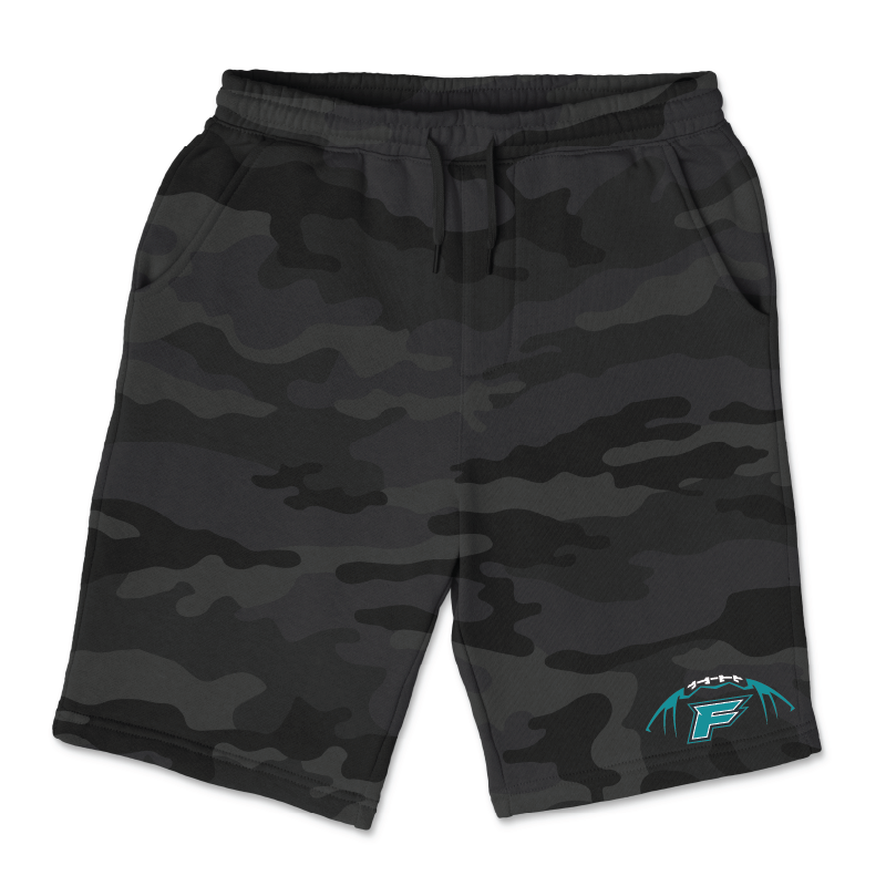 Mens Black Camo Midweight Fleece Shorts