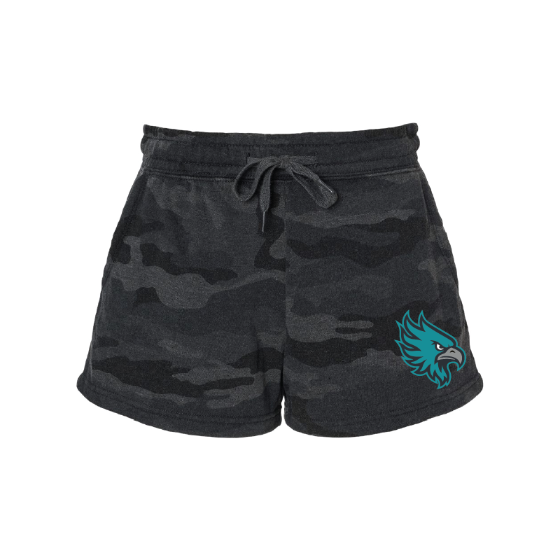Womens Black Camo Midweight Fleece Shorts