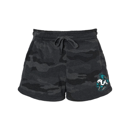 Womens Black Camo Midweight Fleece Shorts
