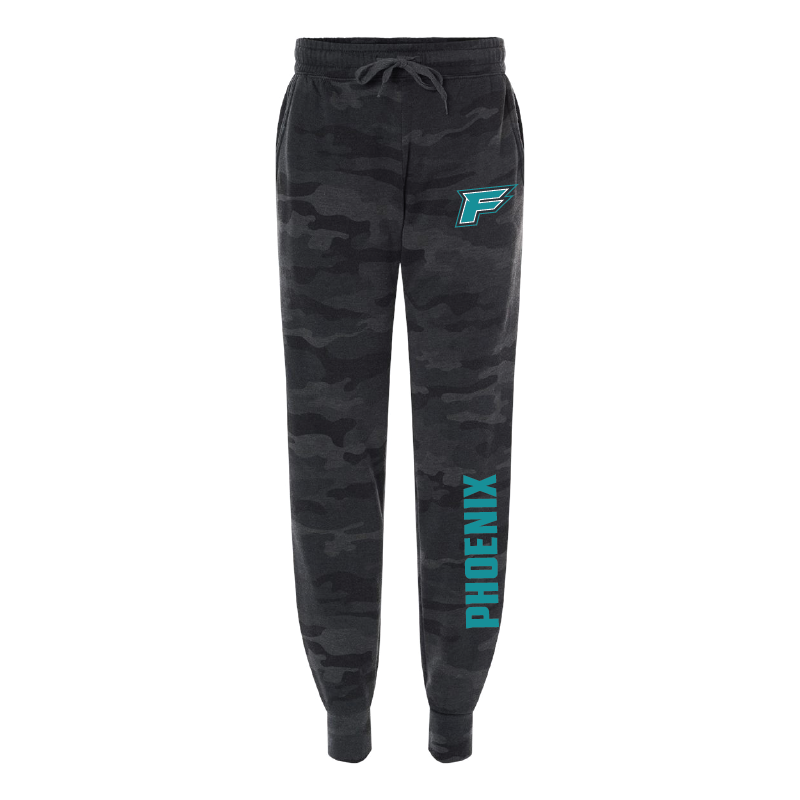 Womens Black Camo Midweight Fleece Joggers