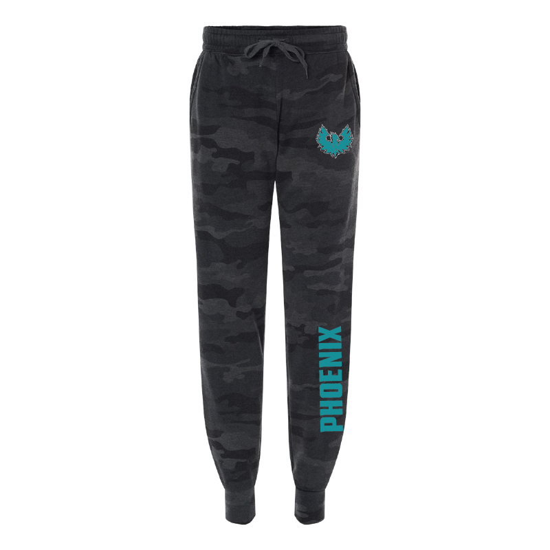 Womens Black Camo Midweight Fleece Joggers