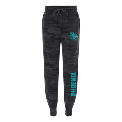 Womens Black Camo Midweight Fleece Joggers
