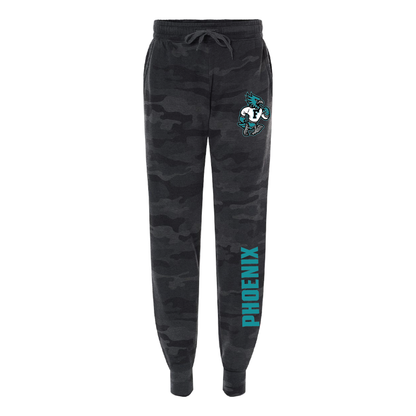 Womens Black Camo Midweight Fleece Joggers