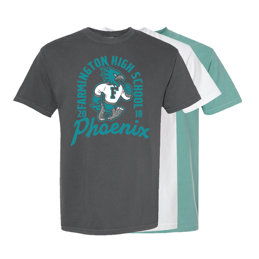 Farmington High School Phoenix Vintage Mascot - Mens Heavy Weight Cotton T-shirt