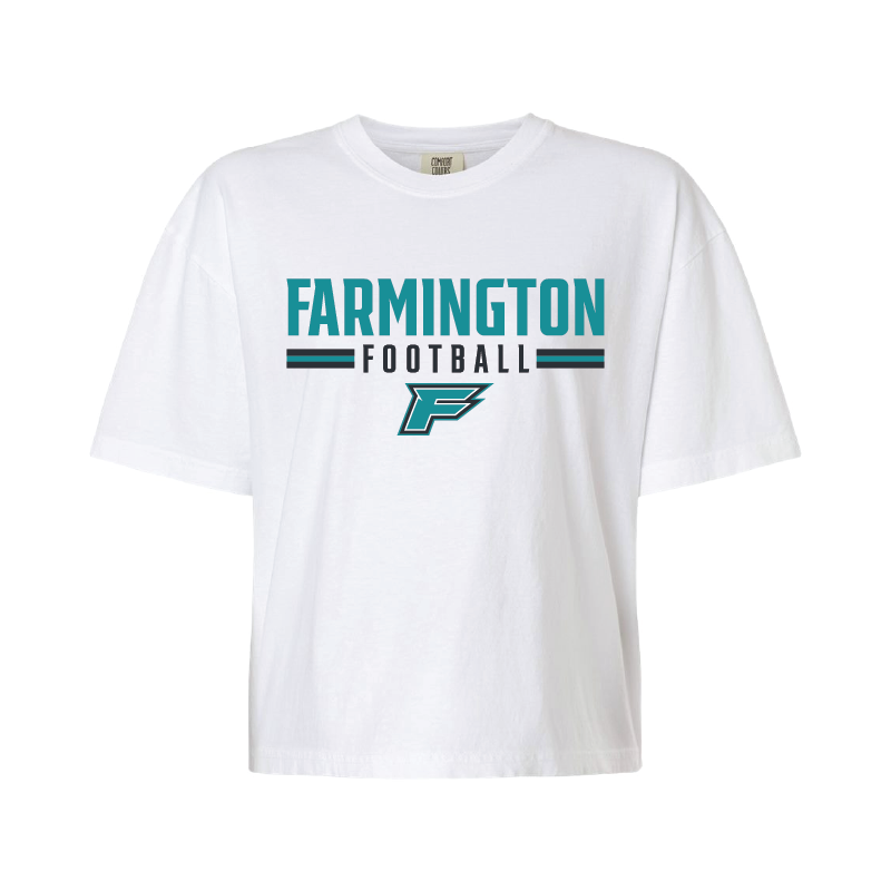 Farmington Football Stripe - Womens Heavy Weight Boxy T-shirt