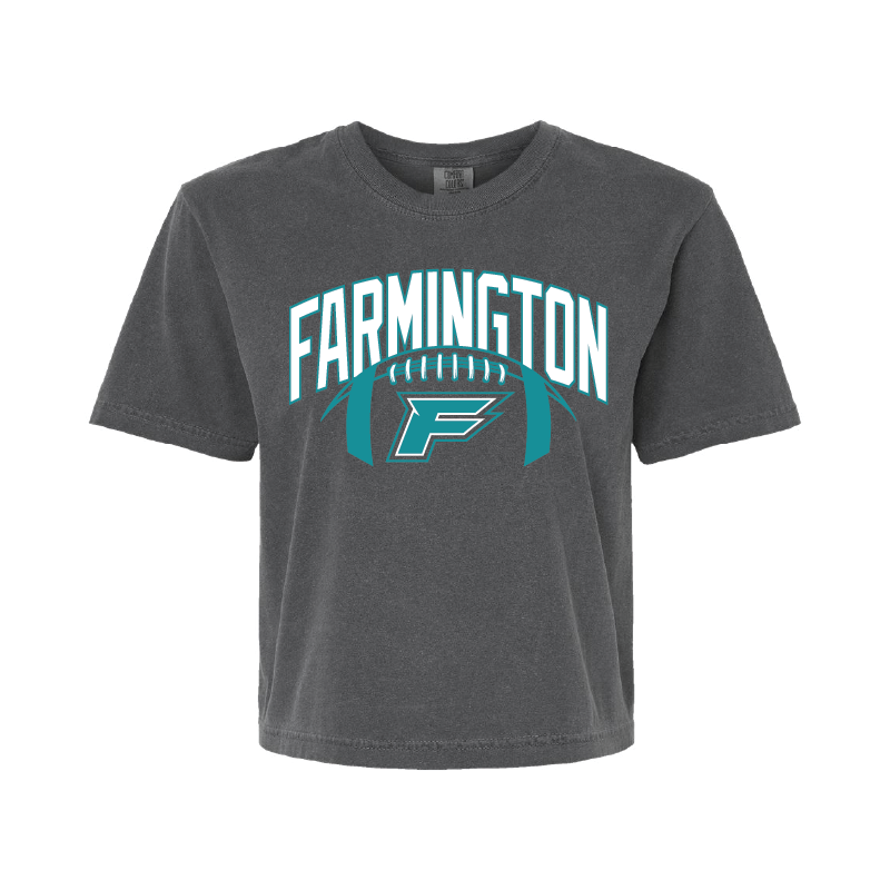 Farmington Arch w/ Football - Womens Heavy Weight Boxy T-shirt