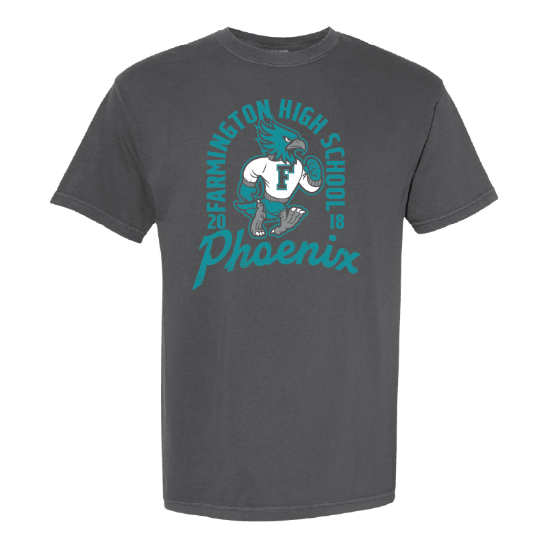 Farmington High School Phoenix Vintage Mascot - Mens Heavy Weight Cotton T-shirt