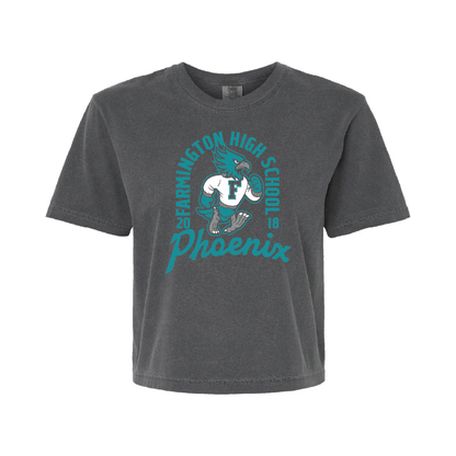 Farmington High School Phoenix Vintage Mascot - Womens Heavy Weight Boxy T-shirt