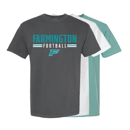 Farmington Football Stripe - Mens Heavy Weight Cotton T-shirt