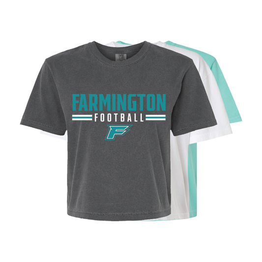 Farmington Football Stripe - Womens Heavy Weight Boxy T-shirt