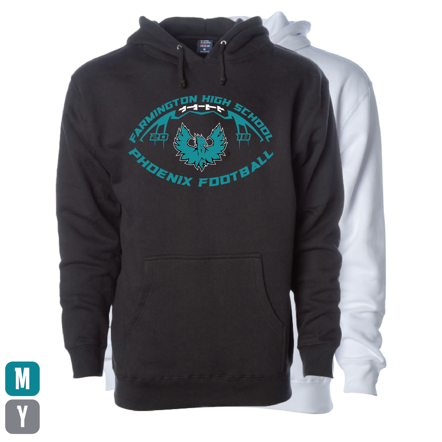 Farmington High School Phoenix Football W/Teal Phoenix - Adult | Youth Hoodie