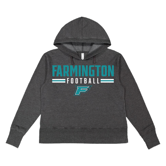 Farmington Football Stripe - Womens Vintage Wash Hoodie Sweatshirt