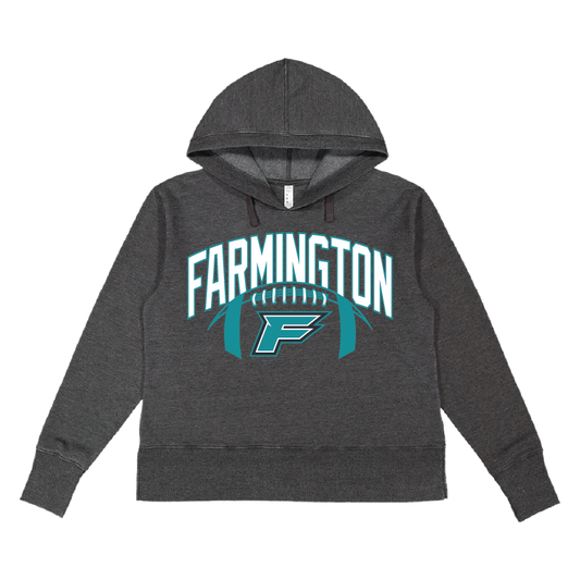 Farmington Arch w/ Football - Womens Vintage Wash Hoodie Sweatshirt