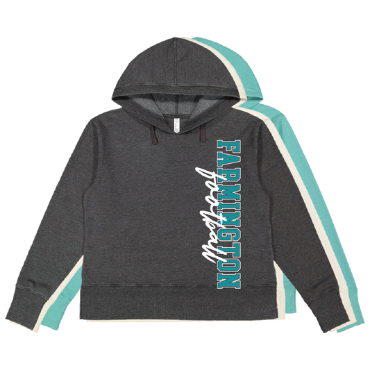 Farmington Football Vertical - Womens Vintage Wash Hoodie Sweatshirt