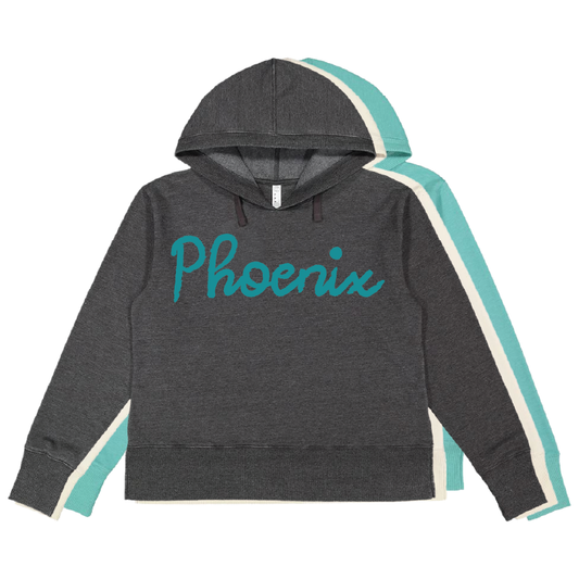 Phoenix Chenille Yarn Embroidered -  Womens Vintage Wash Hoodie Sweatshirt