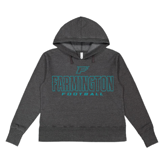 Farmington Football Outlined - Womens Vintage Wash Hoodie Sweatshirt