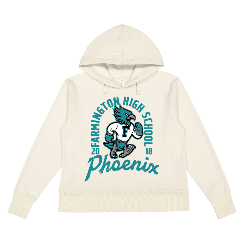 Farmington High School Phoenix Vintage Mascot - Womens Vintage Wash Hoodie Sweatshirt
