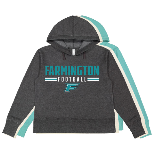 Farmington Football Stripe - Womens Vintage Wash Hoodie Sweatshirt