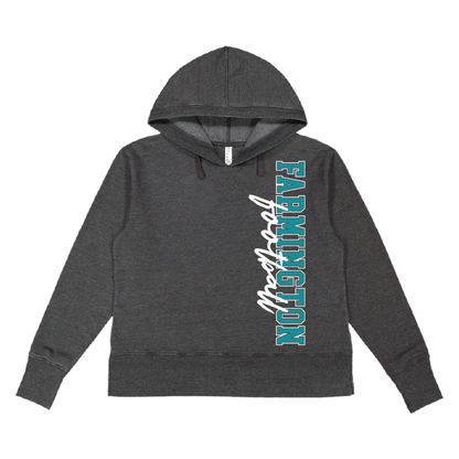 Farmington Football Vertical - Womens Vintage Wash Hoodie Sweatshirt