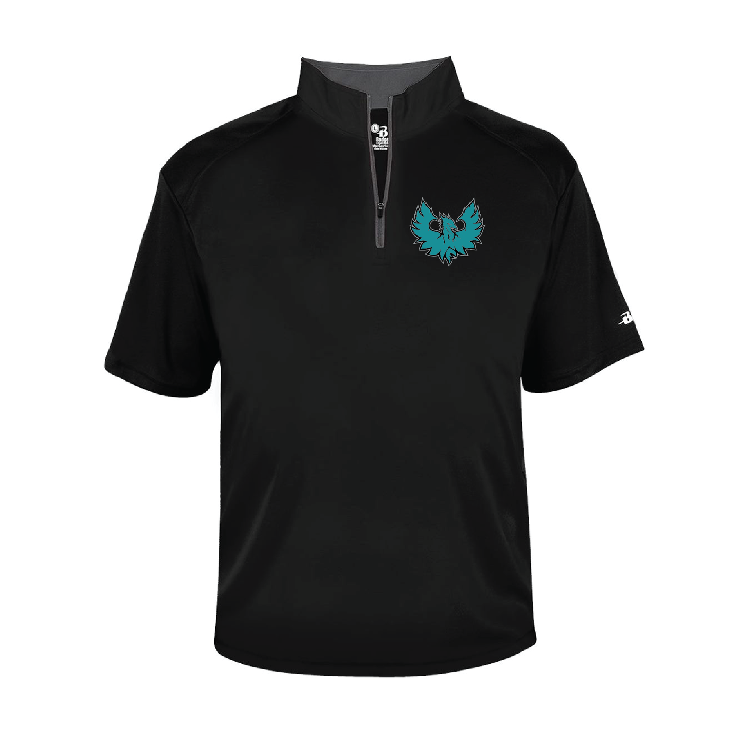 Teal Phoenix Logo -  Mens Short Sleeve 1/4 ZIP