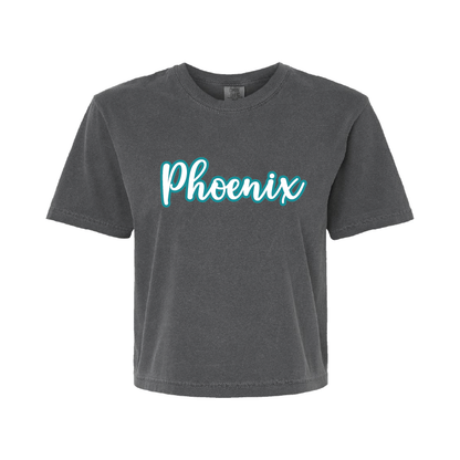 Phoenix Script - Womens Heavy Weight Boxy T-shirt
