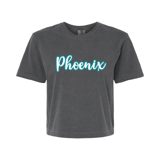 Phoenix Script - Womens Heavy Weight Boxy T-shirt