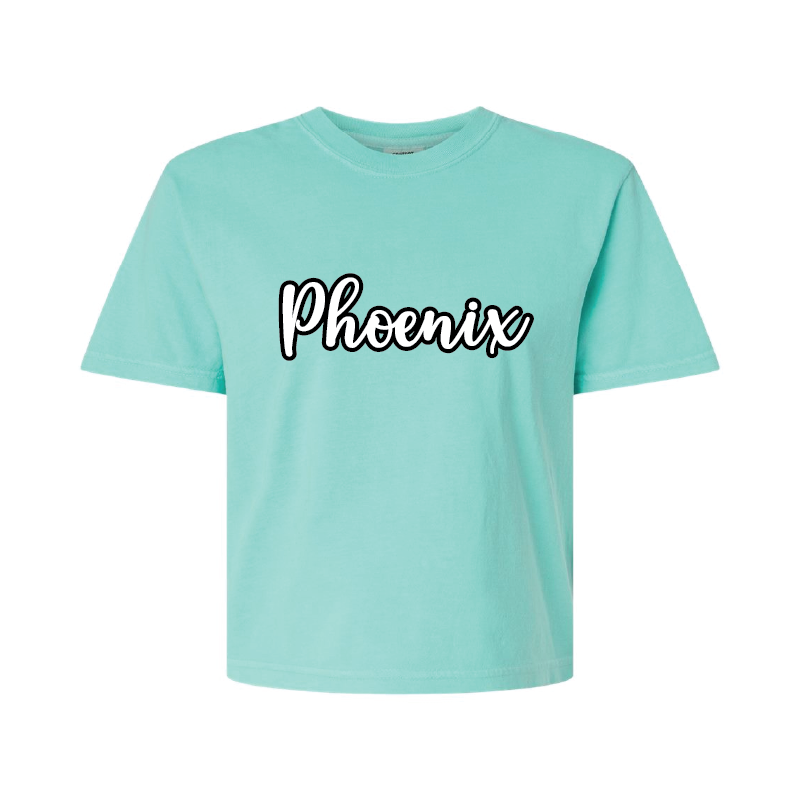 Phoenix Script - Womens Heavy Weight Boxy T-shirt