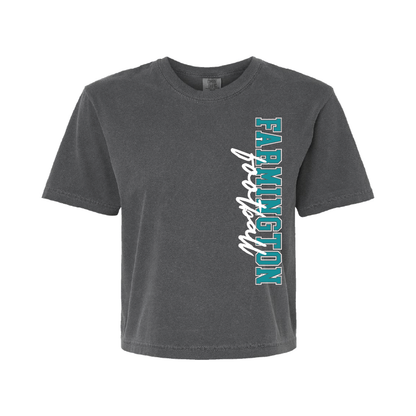Farmington Football Vertical - Womens Heavy Weight Boxy T-shirt