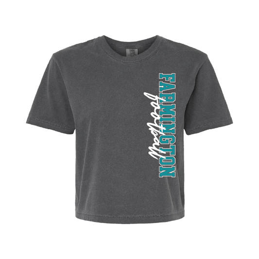 Farmington Football Vertical - Womens Heavy Weight Boxy T-shirt